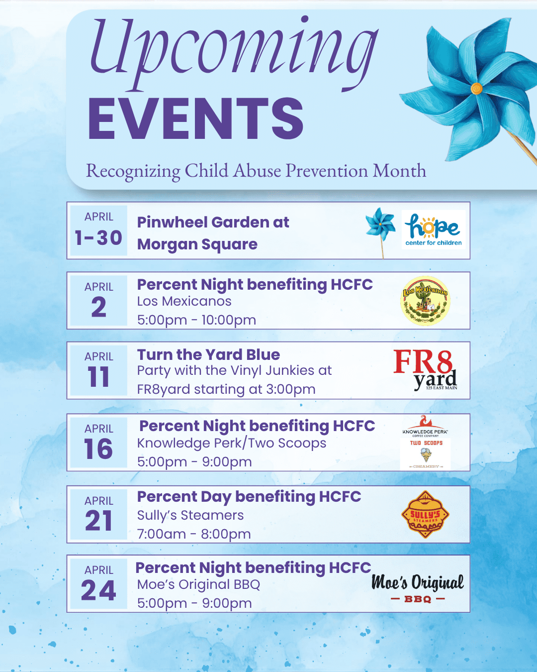 Upcoming Events for April