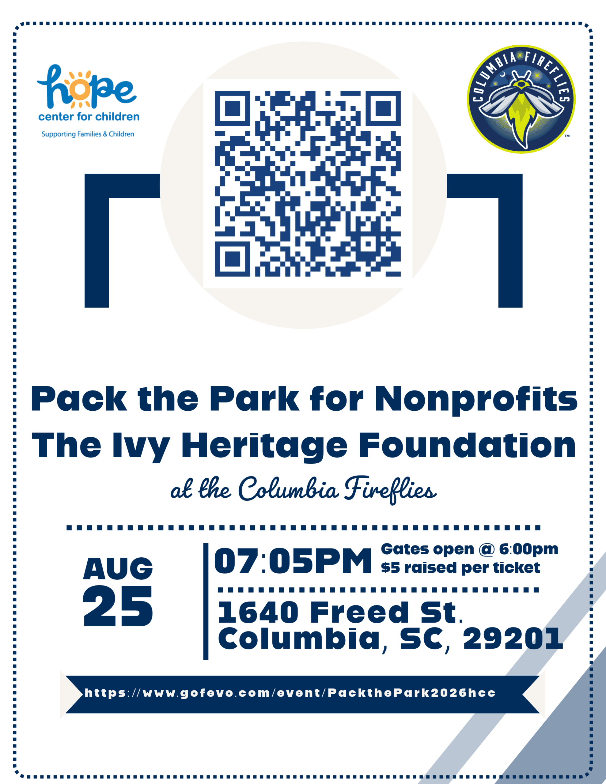 Hope Center for Children – Pack the Park August 25, 2026